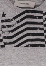 Golden Goose DB Flag Print Crewneck T-shirt Gray GUP01220P00252360255_Greymelange_41114869
