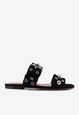 Valentino VLogo Studded Suede Flat Sandals Black 8W2S0MM4YTB0NO_Black_42176952