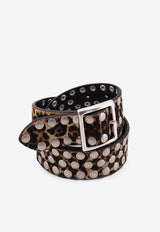 Golden Goose DB Leopard Print Studded Leather Belt Brown GWA00829A00081981629_BEIGE BROWN LEO BLACK_41114810