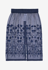 P.A.R.O.S.H Floral Embroidered Midi Skirt Blue D621136SORGENTE_012