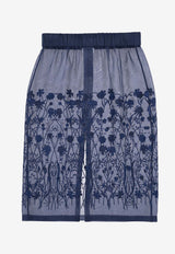 P.A.R.O.S.H Floral Embroidered Midi Skirt Blue D621136SORGENTE_012