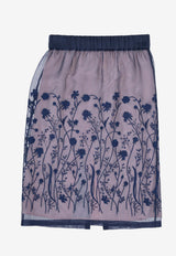 P.A.R.O.S.H Floral Embroidered Midi Skirt Blue D621136SORGENTE_012