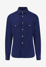 Kiton Ciro Paone Stitched Buttoned Shirt  Blue UCWMH0969501BLUE_Blue_42176825