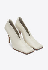 Alaïa 90 Square-Toe Nappa Leather Pumps Ivory AA3E1020I106LE/S_ALAIA-055