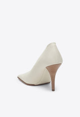 Alaïa 90 Square-Toe Nappa Leather Pumps Ivory AA3E1020I106LE/S_ALAIA-055