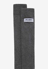 The Attico Logo Patch Ribbed Long Socks Gray 260WAK00025CCW002AA_183