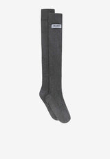 The Attico Logo Patch Ribbed Long Socks Gray 260WAK00025CCW002AA_183
