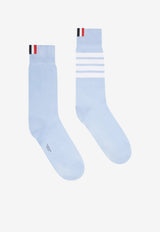 Thom Browne 4-bar Stripes Ribbed Mid-Calf Socks Light Blue FAS020B01690_450