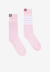 Thom Browne 4-bar Stripes Ribbed Mid-Calf Socks Pink FAS020B01690_641