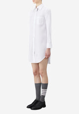 Thom Browne Logo Tag Patch Mini Shirt Dress White FDS002E03113_100