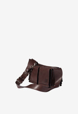 Miu Miu Utilitaire Nappa Leather Shoulder Bag  Brown 5BC205VPOO2G7Q_F0038