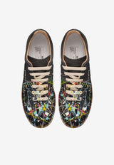 Maison Margiela Paint Replica Sneakers in Nubuck Leather Black S57WS0240P1892_963
