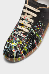 Maison Margiela Paint Replica Sneakers in Nubuck Leather Black S57WS0240P1892_963