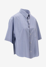 Maison Margiela Cropped Striped Shirt Light Blue S51DR0005M35718_001F