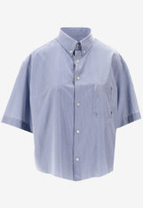 Maison Margiela Cropped Striped Shirt Light Blue S51DR0005M35718_001F