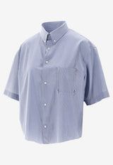 Maison Margiela Cropped Striped Shirt Light Blue S51DR0005M35718_001F