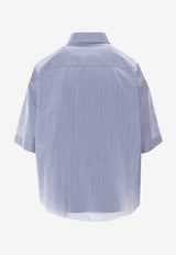 Maison Margiela Cropped Striped Shirt Light Blue S51DR0005M35718_001F