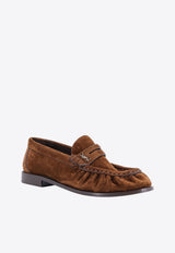 Saint Laurent Cassandre Suede Penny Loafers Brown 81890827DTT2319_DARK HAVANA_44132700