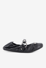 Balenciaga City Leather Ballet Flats Black 828095WAD4Y1080_BLACKSILVER_44824440