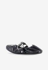 Balenciaga City Leather Ballet Flats Black 828095WAD4Y1080_BLACKSILVER_44824440