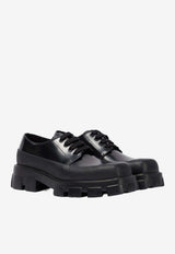 Prada Monolith Brushed Leather Lace-Up Shoes Black 2EG411B4L_F0002