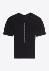 Lemaire Henley Fitted Knit Top Black TS0005LJ1030_BK999