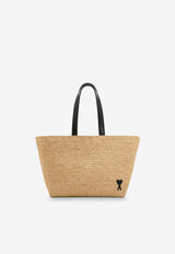 AMI PARIS Ami De Coeur Raffia Tote Bag Natural ULL740AW0036113_NATUREL_48013893