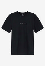 PINKO Strepitoso Studded Logo T-shirt Black 105526A33SZ99_Black_44130069