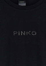PINKO Strepitoso Studded Logo T-shirt Black 105526A33SZ99_Black_44130069