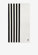 AMI PARIS Striped Beach Towel Monochrome UTW003AK0015045_NOIR/BLANC CREME_48013904