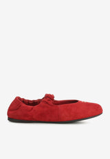 Miu Miu Ruched Suede Ballet Flats Red 5F340EFD005008_F0041
