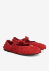 Miu Miu Ruched Suede Ballet Flats Red 5F340EFD005008_F0041