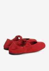 Miu Miu Ruched Suede Ballet Flats Red 5F340EFD005008_F0041