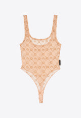 Marine Serre Flock Monogram Jacquard Bodysuit Camel WUW061ACJER0005_BG60