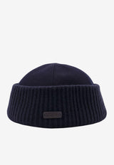 Loro Piana Logo Patch Cashmere Beanie Blue  FAM3617W000_BLUE NAVY_53281602