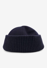 Loro Piana Logo Patch Cashmere Beanie Blue  FAM3617W000_BLUE NAVY_53281602