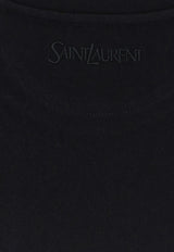 Saint Laurent Embroidered Cassandre Rib Knit T-shirt Black 861693Y38AK1000_Black_44132764