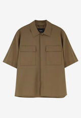 Herno Laminar Wool-Blend Buttoned Shirt Brown CM00014UL128477305_VERDE OLIVA_54429846
