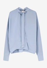 ALYSI V-neck Blouse with Bow Light Blue 116218P6015CIE_Cielo_54417896