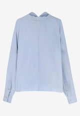 ALYSI V-neck Blouse with Bow Light Blue 116218P6015CIE_Cielo_54417896