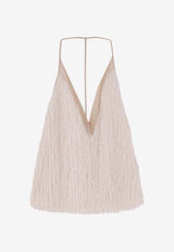 ALYSI Fringed Halterneck Top White 116225P6058MERIN_Meringa_54417848
