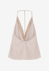 ALYSI Fringed Halterneck Top White 116225P6058MERIN_Meringa_54417848