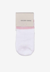 Golden Goose DB Kids Girls Striped Ribbed Socks White GBP01440P001134_25764