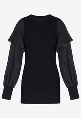 Sacai Crewneck Voile-Sleeved Sweater Black 2608336001_Black_54429909