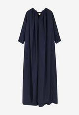 Aspesi Puff-Sleeved Gathered Dress Blue 2906D30785098_Blue_54417831
