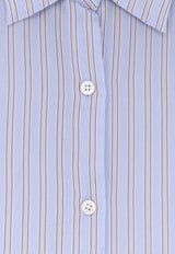 Dries Van Noten Casia Striped Buttoned Shirt Blue 2611307003276514_Blue_54420899