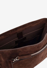 Orciani Peach Suede Messenger Bag Brown P00733PEATESTA DI MORO_Dark Brown_54423203