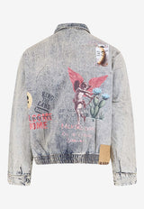 Barrow Washed Denim Printed Jacket Blue S6BWUAJK036190_Light Blue_54417862