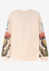 Barrow Cactus Print Logo Sweatshirt Beige S6BWUASW067013_Beige_54417821