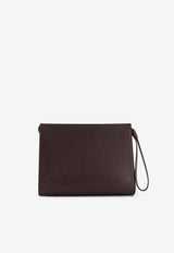 Orciani Hammered Leather Clutch Ebony SU0127MICEBANO_Ebony_54423216